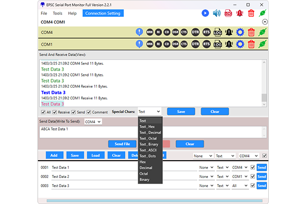 EPSC Serial Port Monitor Char Setting